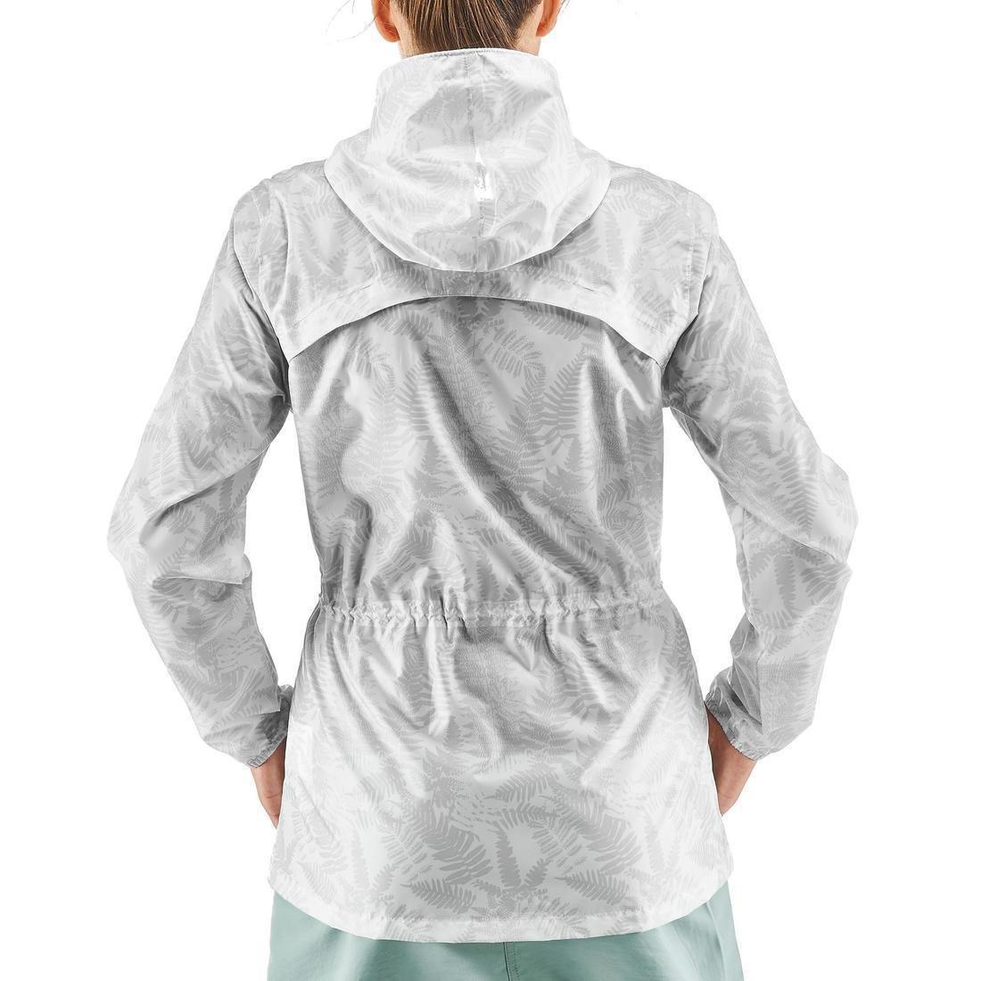 XS  Women's Country Walking Waterproof Jacket Raincut Zip, White, , large image number 13