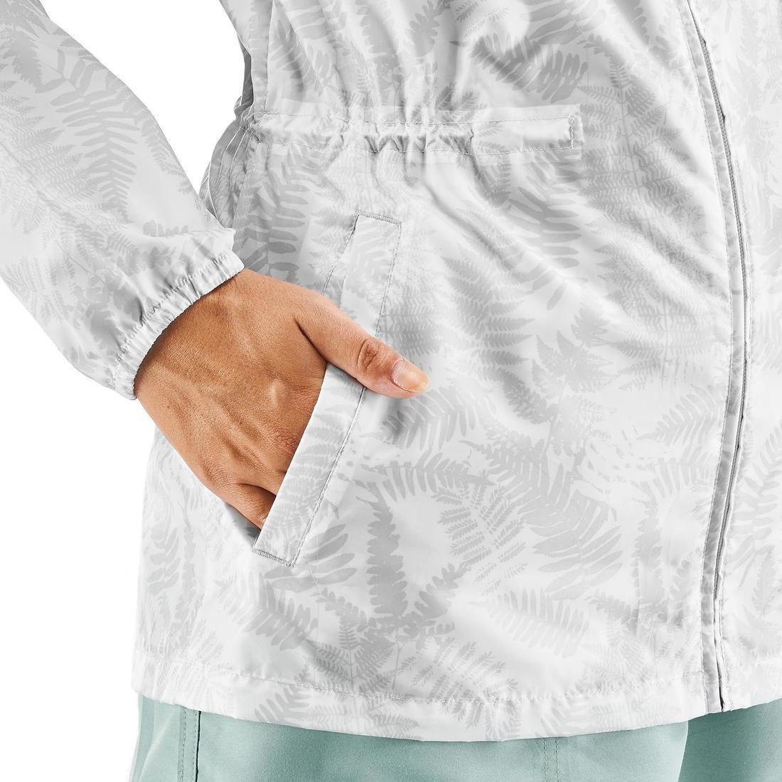 XS  Women's Country Walking Waterproof Jacket Raincut Zip, White, , large image number 14