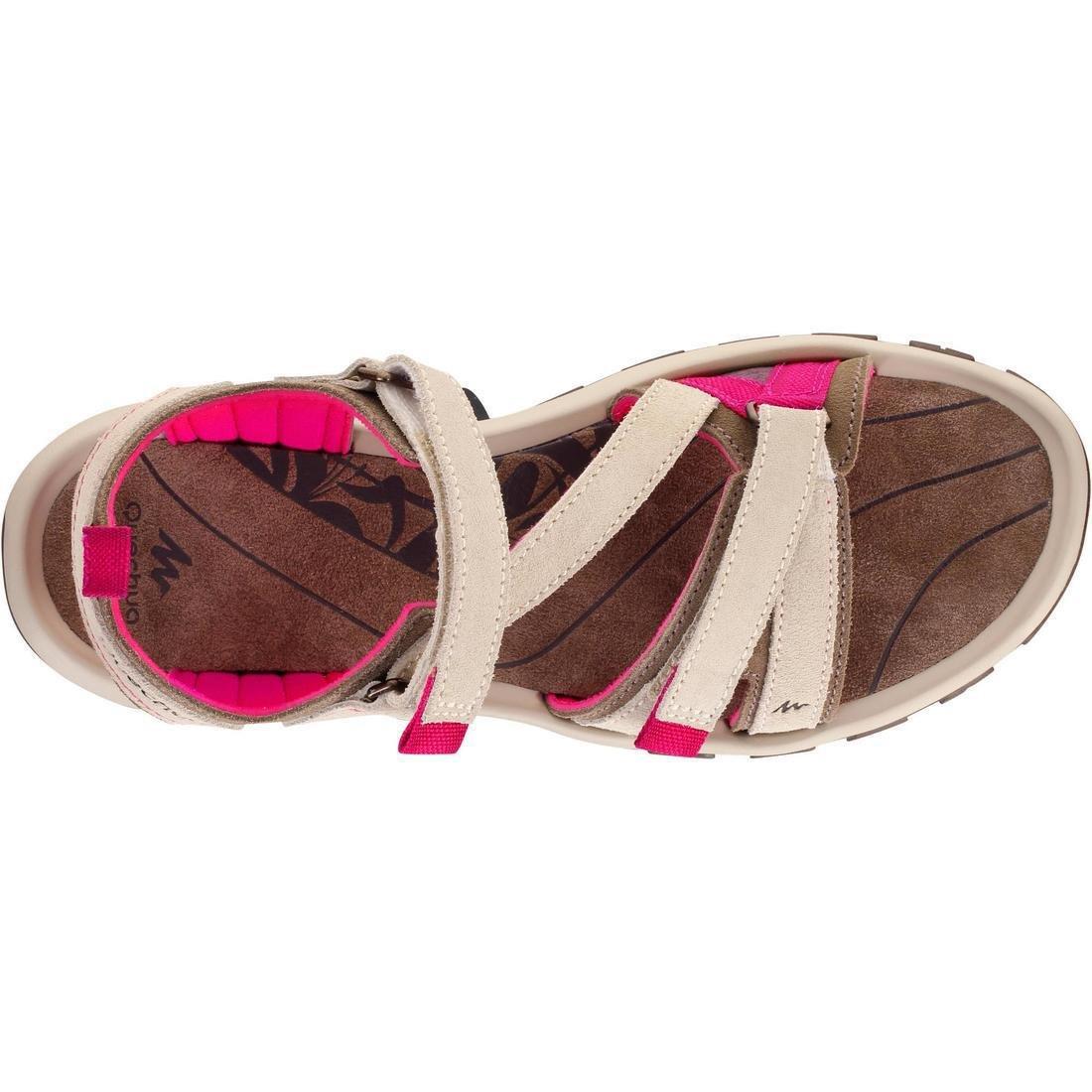 EU 41  Women's Leather Walking Sandals NH120, Linen, , large image number 6