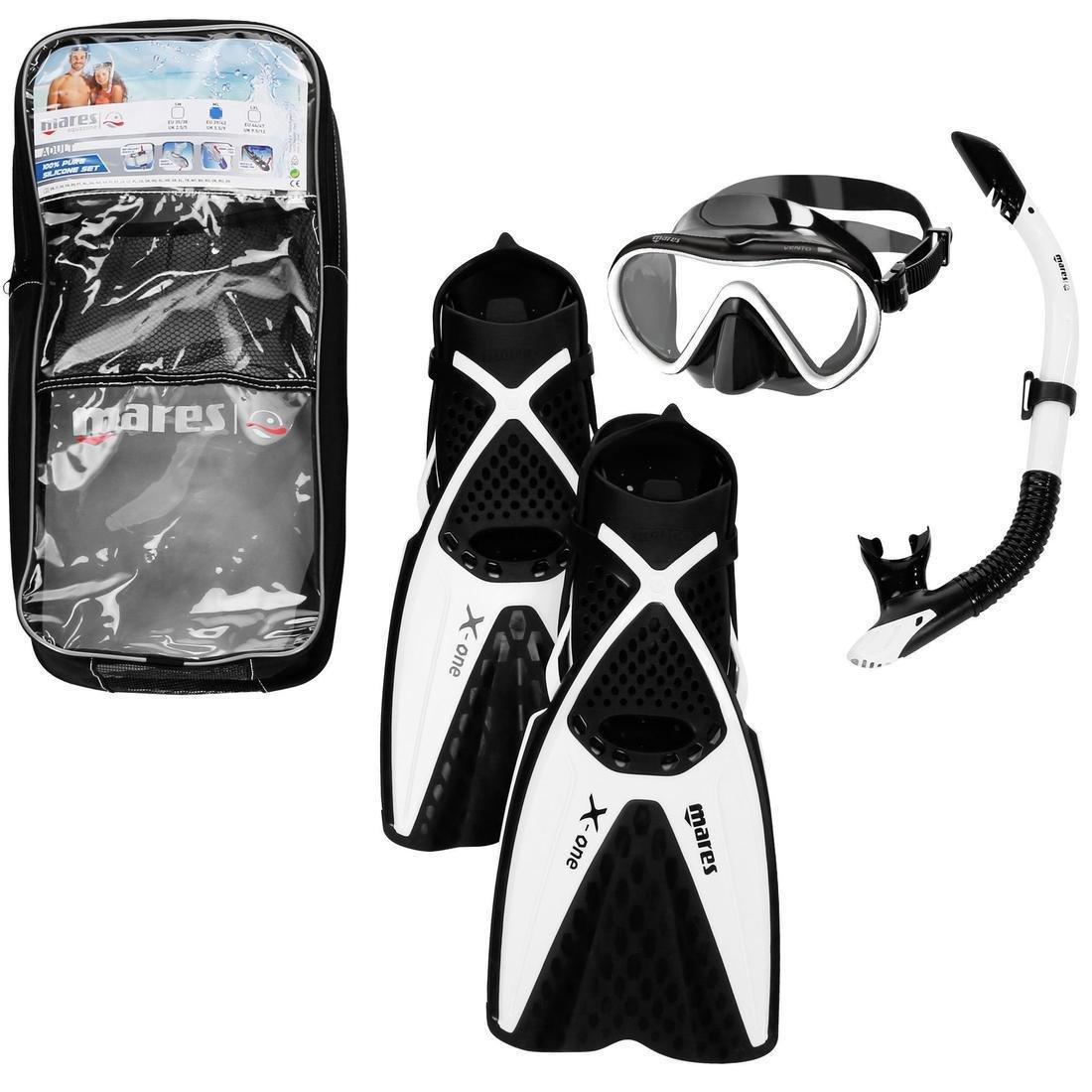 L/Xl  Adults' Freediving Fins Mask Snorkel Kit X One, Black, , large image number 5