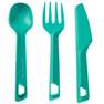 QUECHUA - Outdoor Cutlery Set (Knife, Fork, Spoon), Caribbean Green