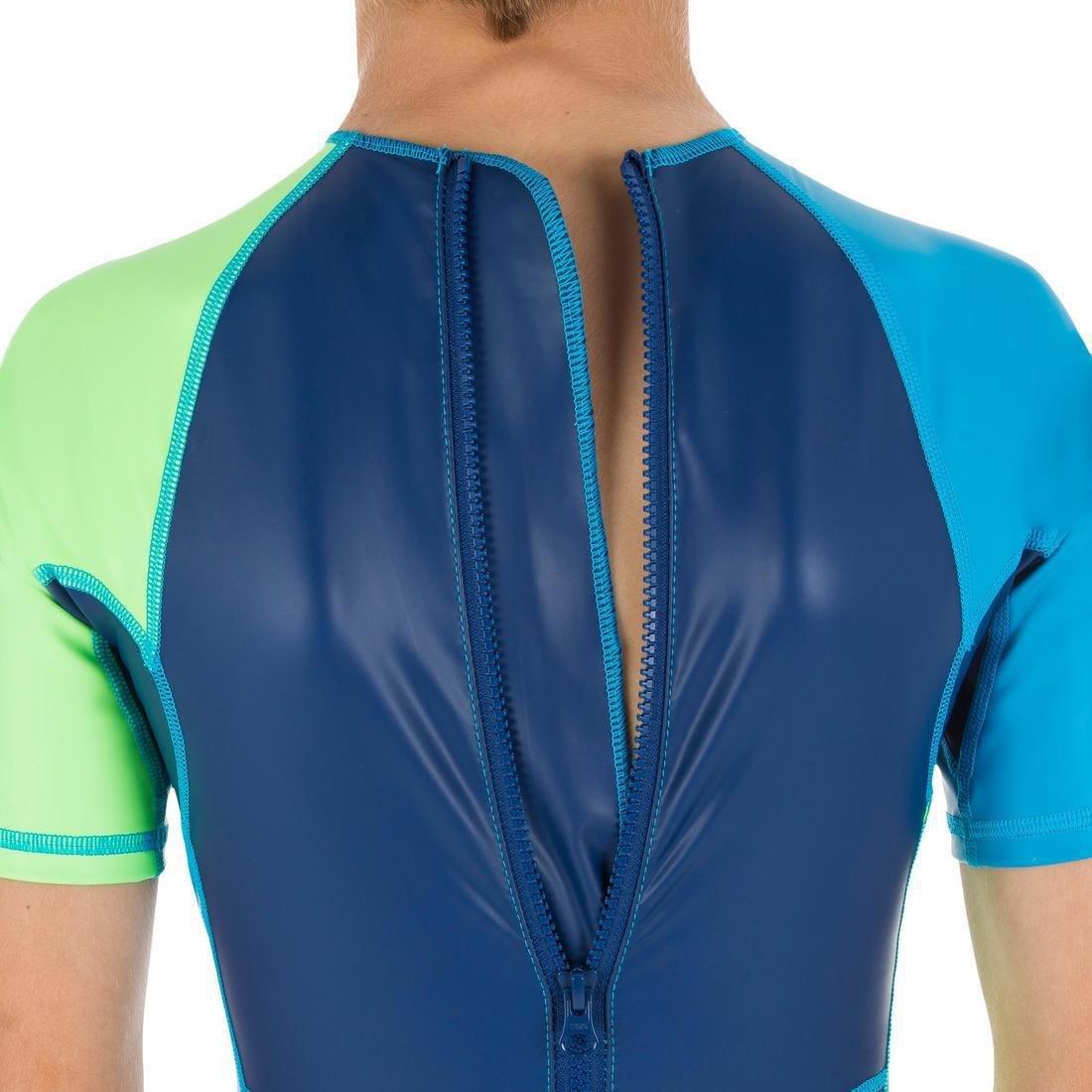 12-13 Yrs Boys Swimming Wetsuit Shorty 100 Kloupi, Blue/Green, , large image number 4