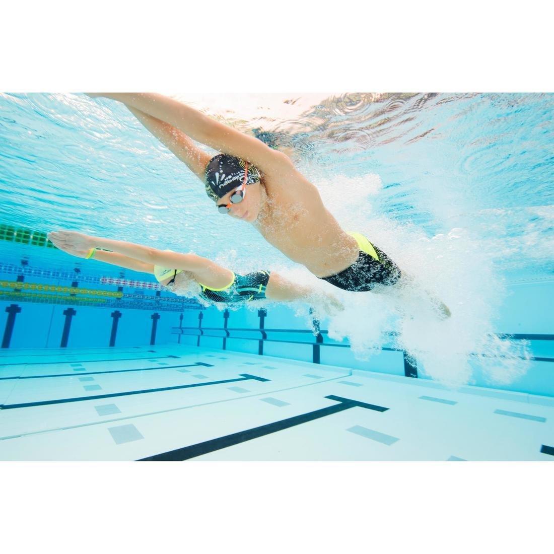 YELLOW BLACK BOY'S HEXA FIRST 500 SWIMMING JAMMER, Fluo Yellow, No Color, large image number 1