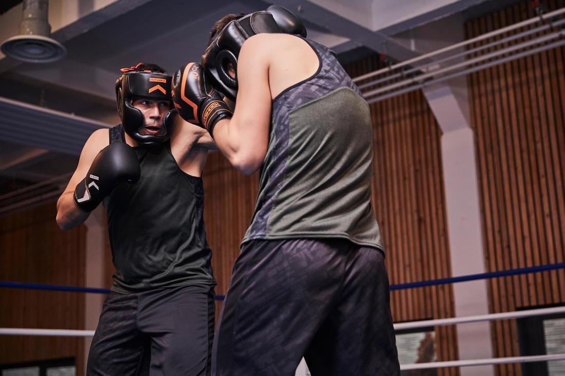 L/XL 500 Adult Boxing Full Face Training Head Guard, Black, , large image number 6