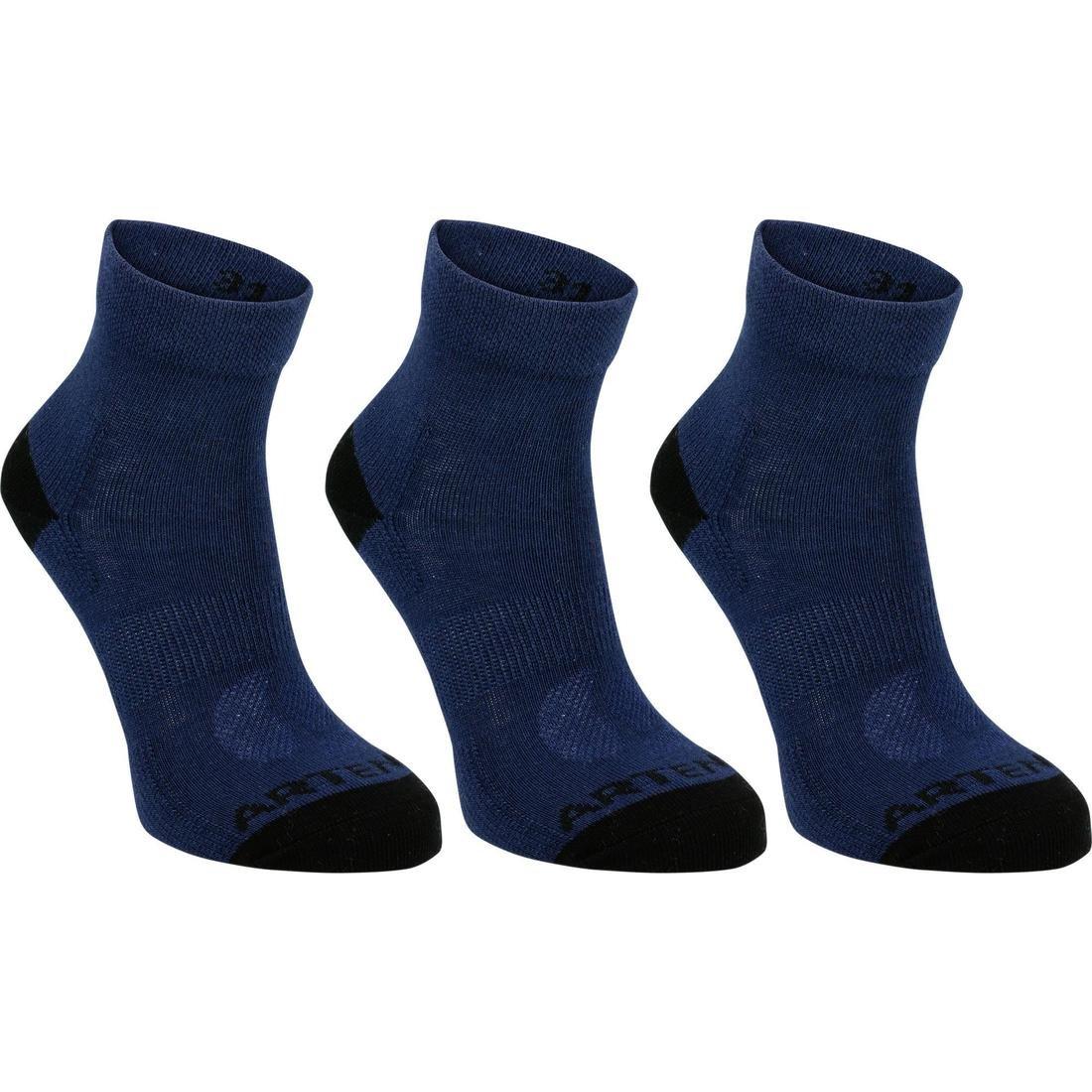 EU 27-30  Kids' Tennis Socks RS 160 Mid Tri-Pack Navy, Asphalt Blue, , large image number 0