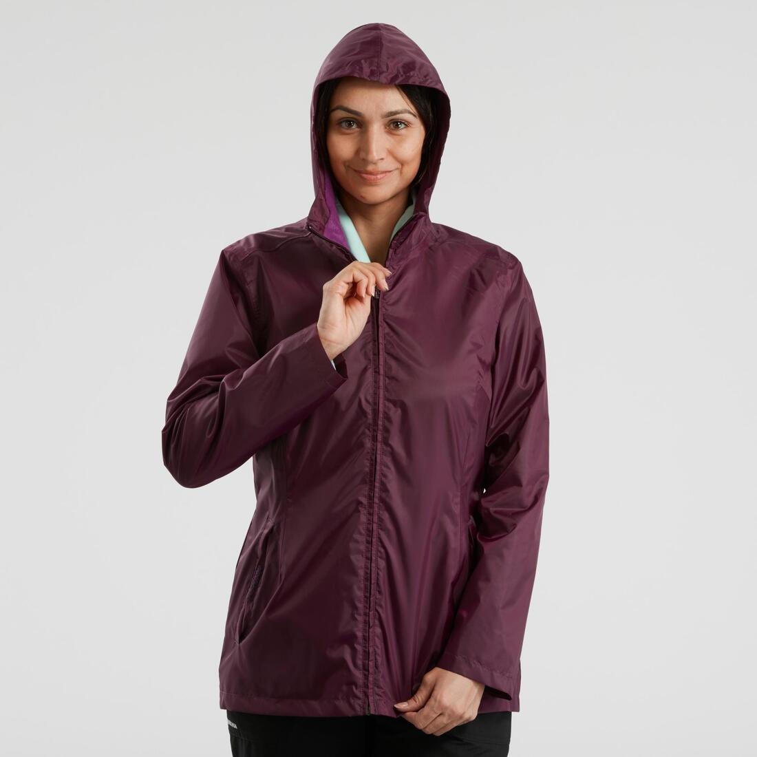 Women Warm Waterproof Snow Hiking Jacket - Sh100 Warm, Purple, No Color, large image number 3