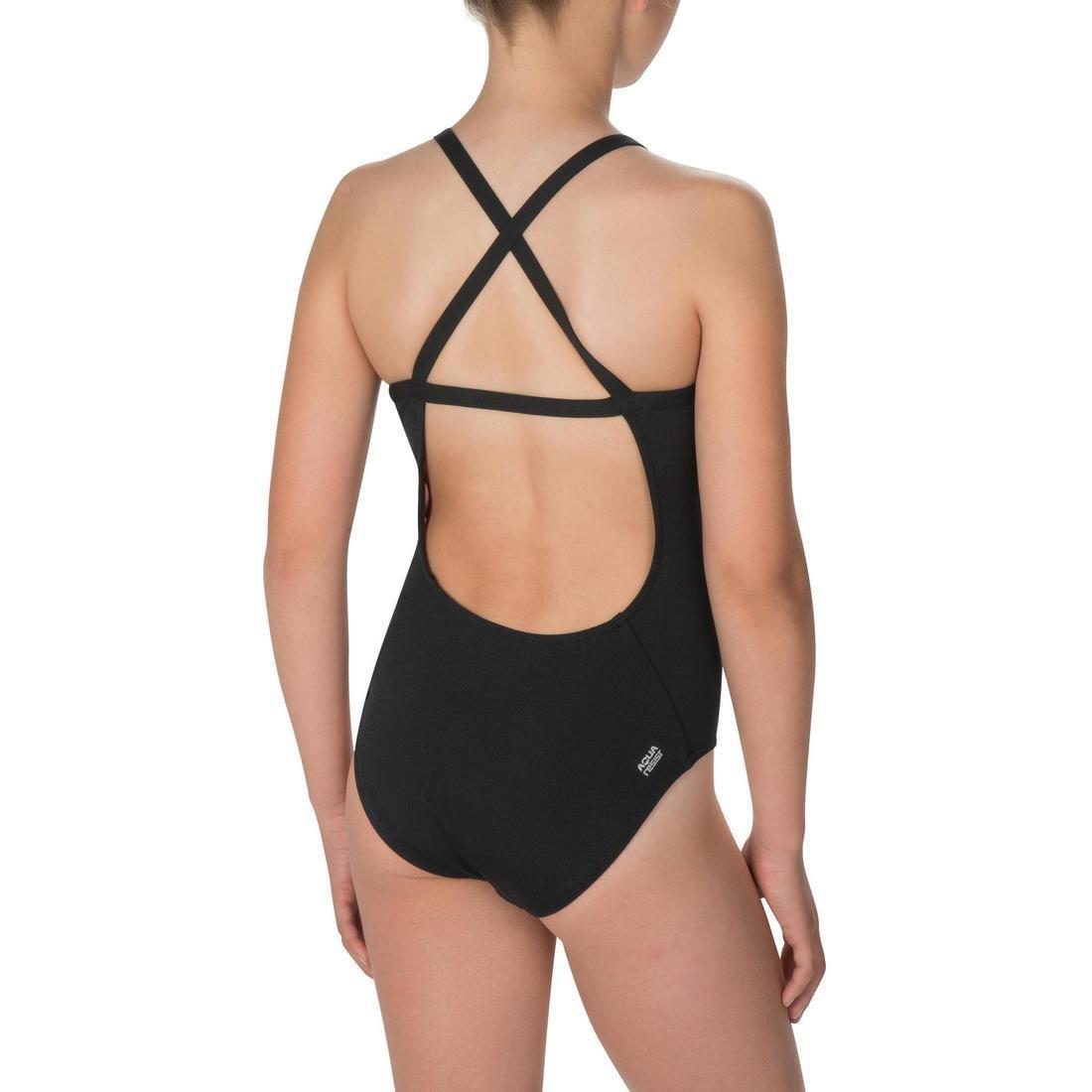 Jade Girls' Chlorine Resistant One-Piece Swimsuit - Black, No Color, large image number 2