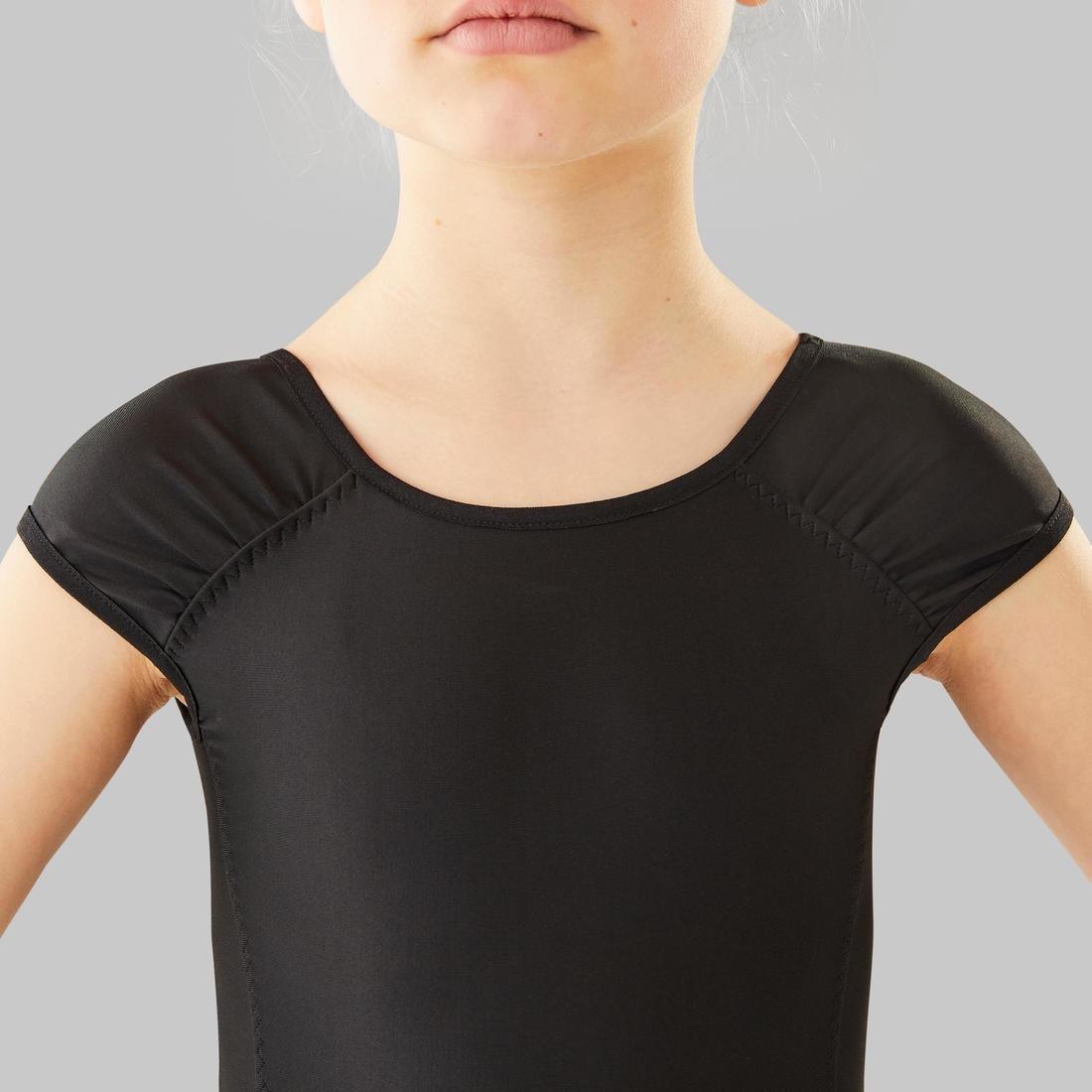 10-11Y  Girls' Short-Sleeved Ballet Leotard, Black, No Color, large image number 12