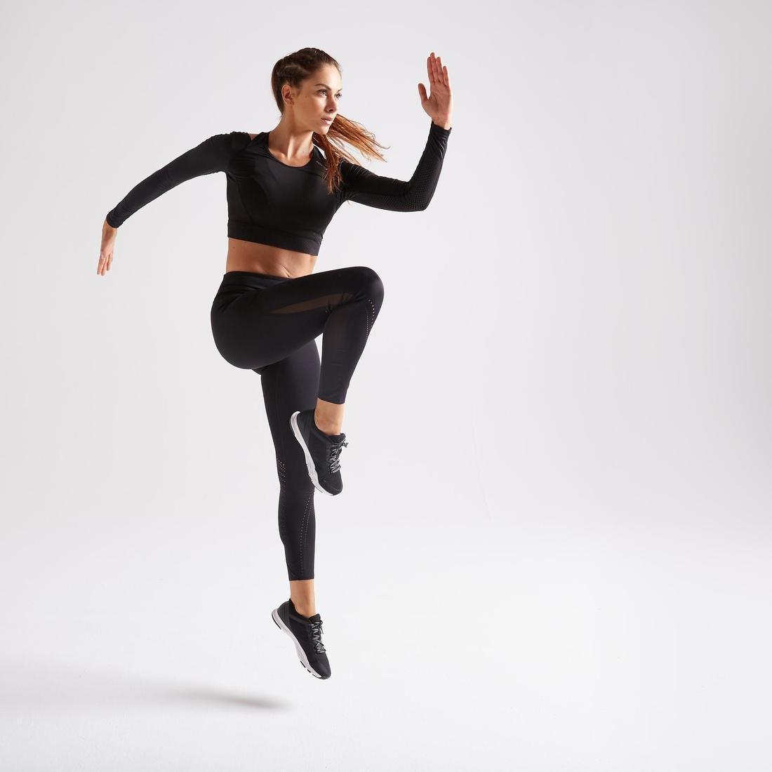 تيشيرت لياقة بدنية قصير بأكمام طويلة، بأسود، مقاس S, No Color, large image number 3