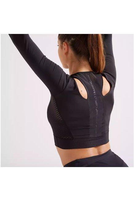 تيشيرت لياقة بدنية قصير بأكمام طويلة، بأسود، مقاس S, No Color, large image number 6