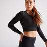 DOMYOS - S/M  Long-Sleeved Cropped Fitness T-Shirt, Black
