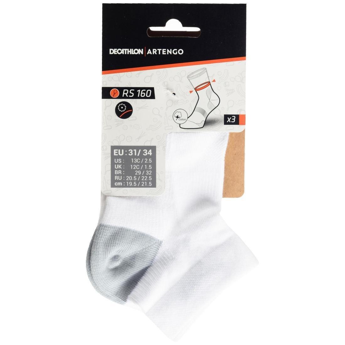 Eu 31-34  Kids' Mid Tennis Socks Tri-Pack Rs 160, White, No Color, large image number 6