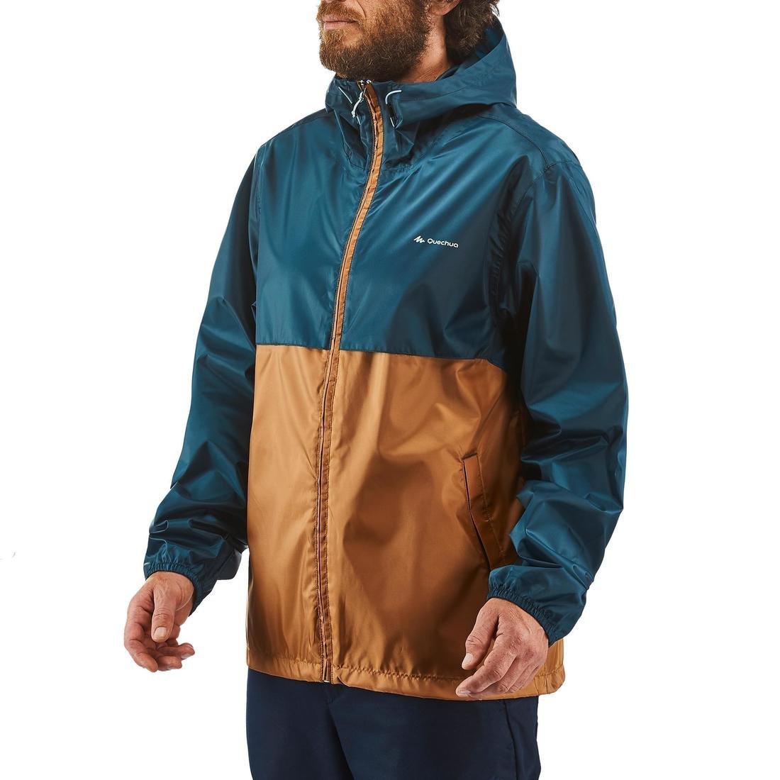 Large  Men's country walking rain coat - NH100 Raincut Full Zip, Dark Petrol Blue, , large image number 4