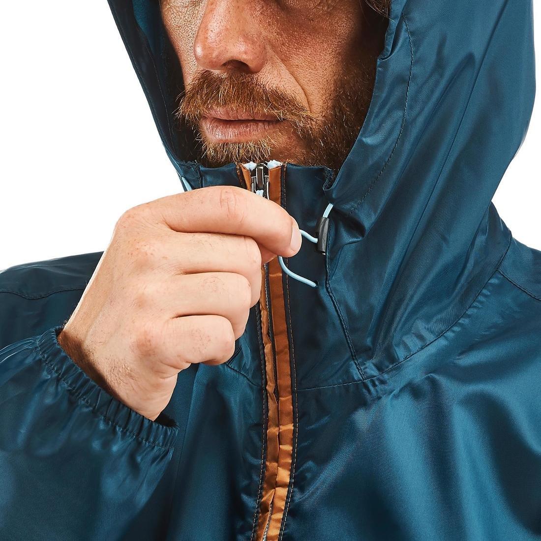 Large  Men's country walking rain coat - NH100 Raincut Full Zip, Dark Petrol Blue, , large image number 7