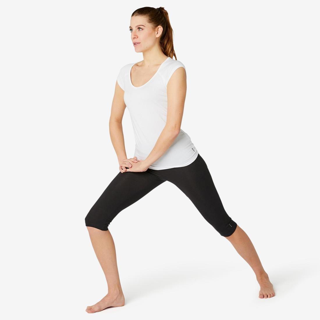 W28 L31  Slim-Fit Majority Cotton Fitness Cropped Bottoms Fit+ - Black, , large image number 1