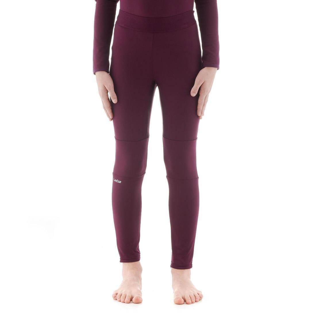 8-9Y  Kids' Ski Base Layer Bottoms - Plum, Pink, , large image number 1