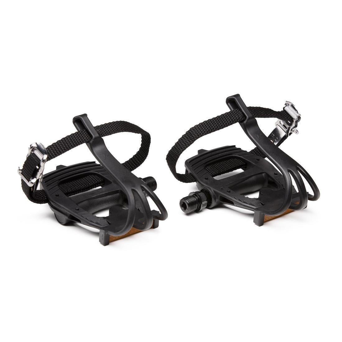 100 Resin Road Biking Pedals With Toe Clips, , large image number 0
