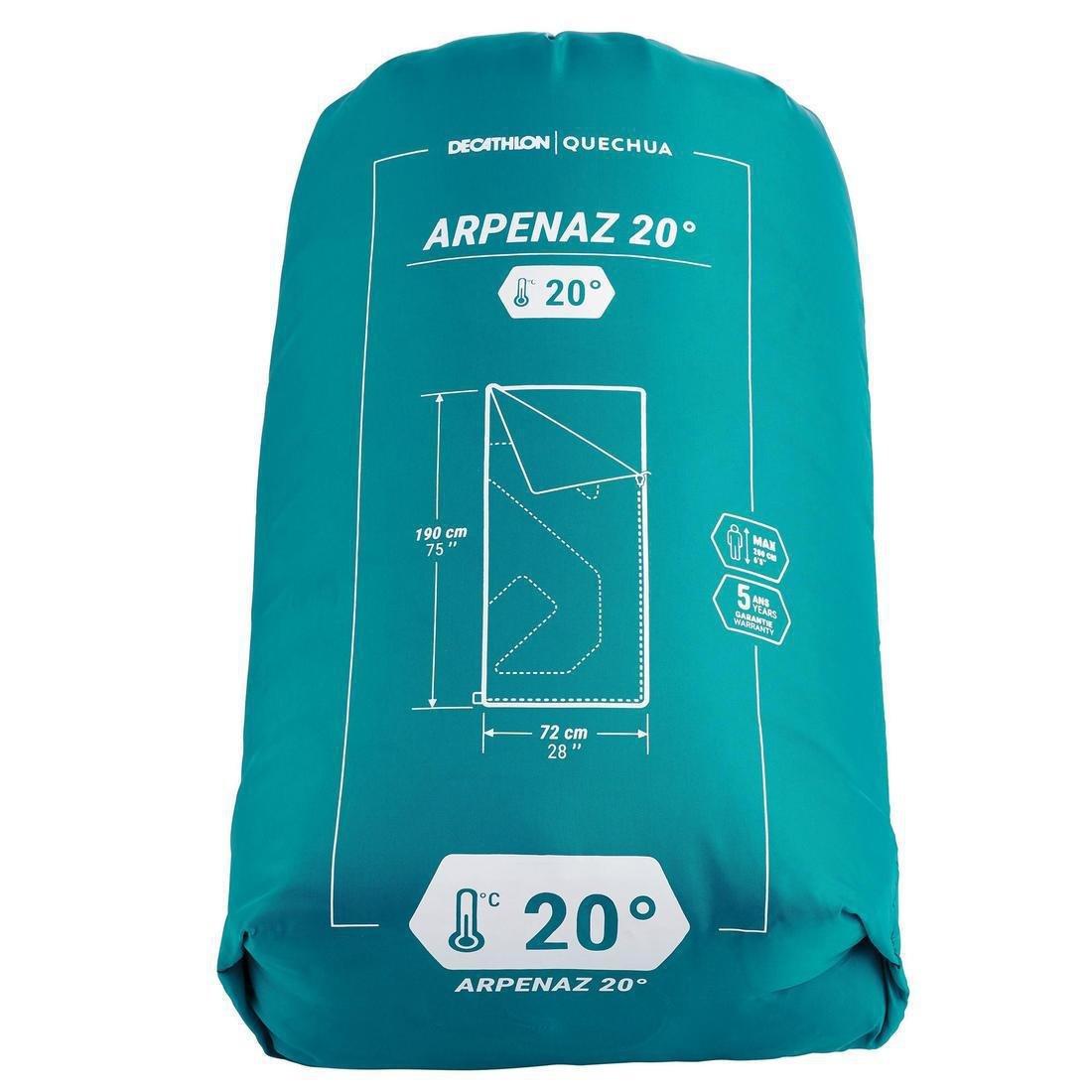 Camping Sleeping Bag Arpenaz, Jungle Green, , large image number 11