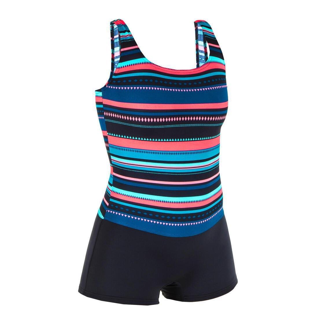 Small Women's 1-piece shorty swimsuit Heva, Navy Blue, , large image number 14