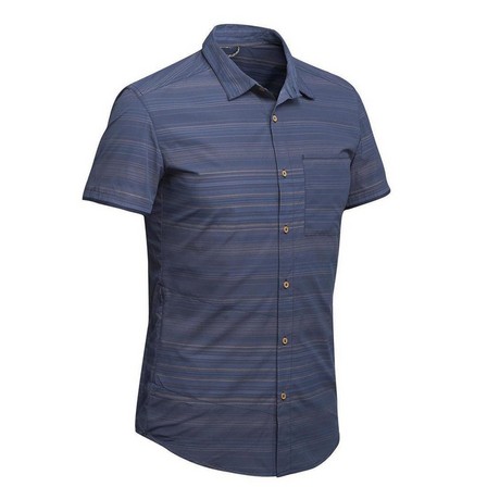 FORCLAZ - Large  Men's Short-Sleeved Travel Shirt, Asphalt Blue