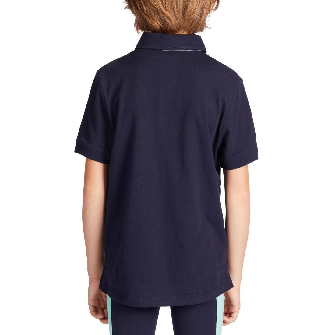 ASPHALT BLUE 140 Boys' Horse Riding Short-Sleeved Polo Shirt, No Color, large image number 4