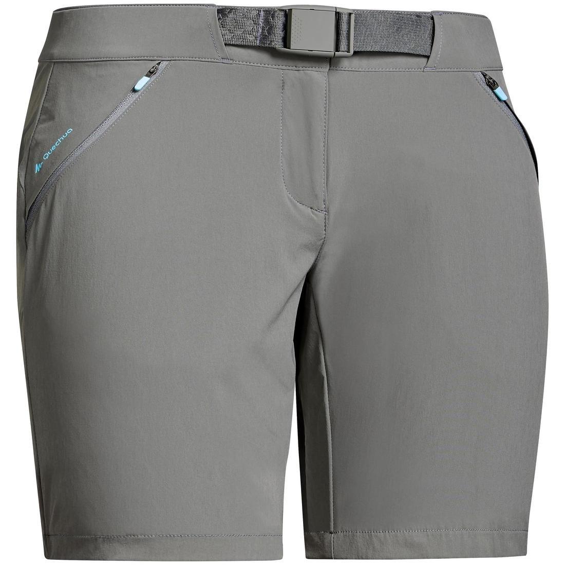 Large  Women's mountain hiking shorts - MH500, Khaki Grey, No Color, large image number 0