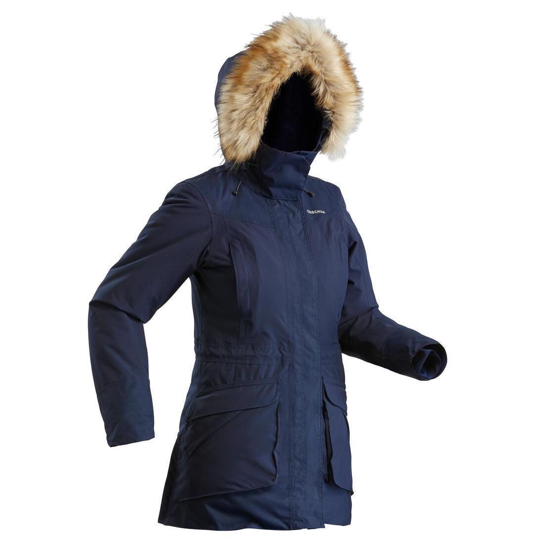 Small  Women's Hiking Warm Waterproof Parka Sh500 U-Warm, Asphalt Blue, , large image number 0