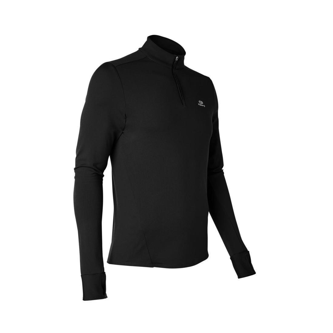 Small  Kalenji Men's Warm Long-Sleeved Running T-Shirt, Black, , large image number 14
