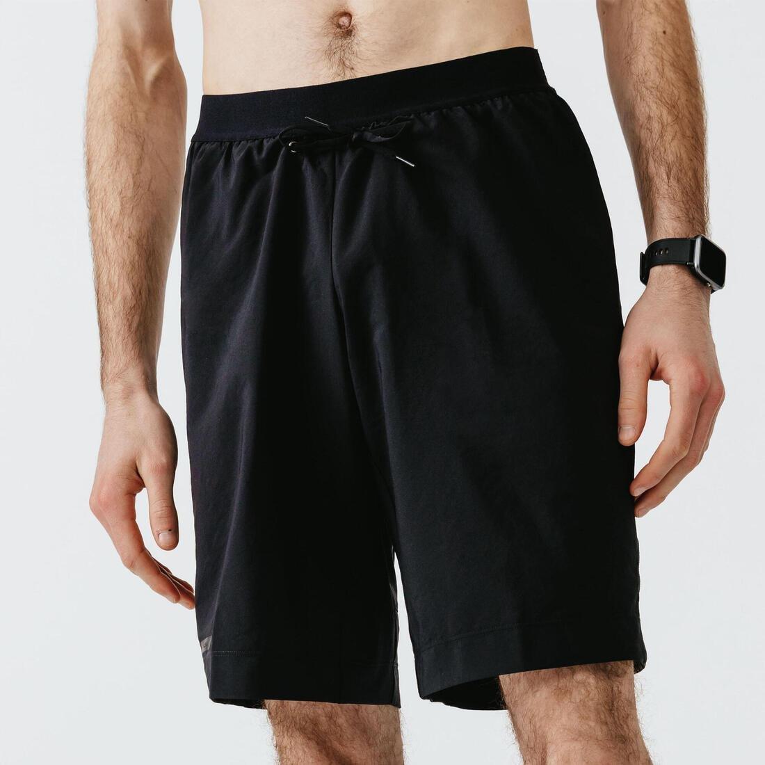 XL  Kalenji Dry+ Men's Running 2-in-1 Shorts With Boxer - Black, , large image number 0