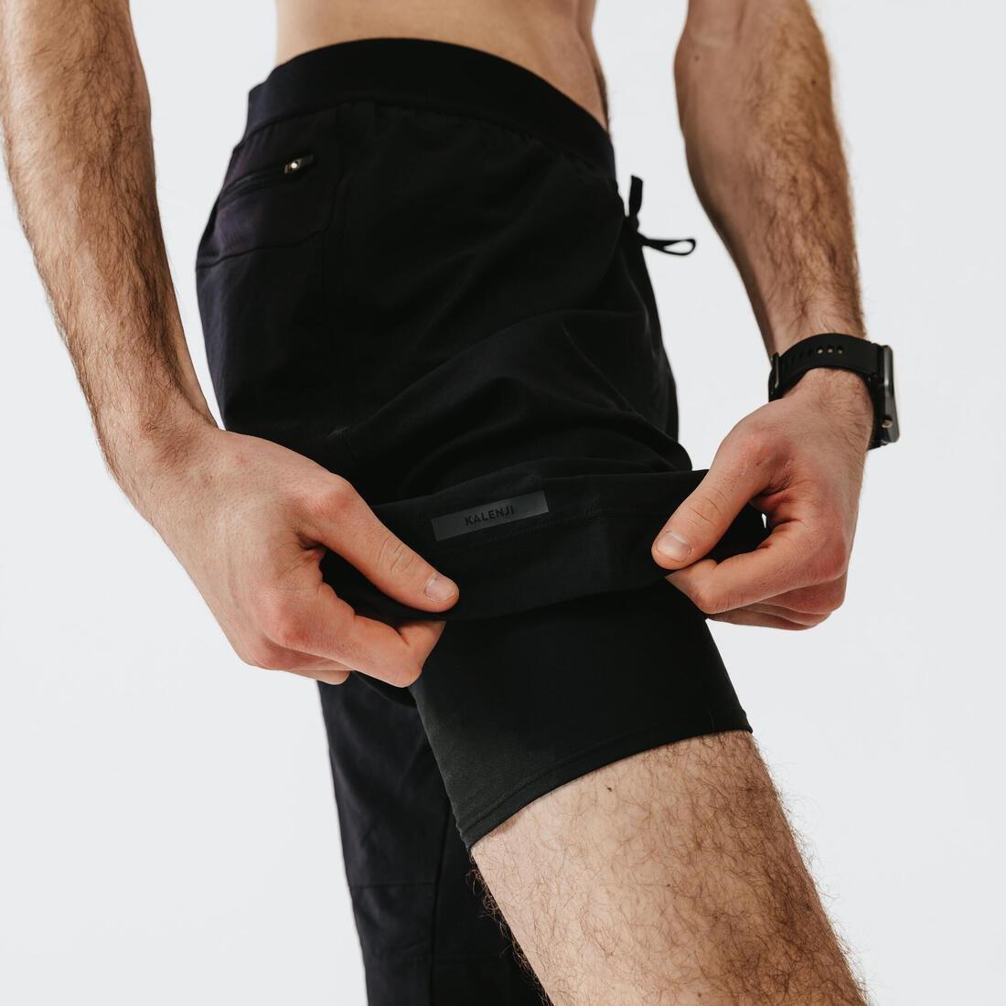 XL  Kalenji Dry+ Men's Running 2-in-1 Shorts With Boxer - Black, , large image number 5