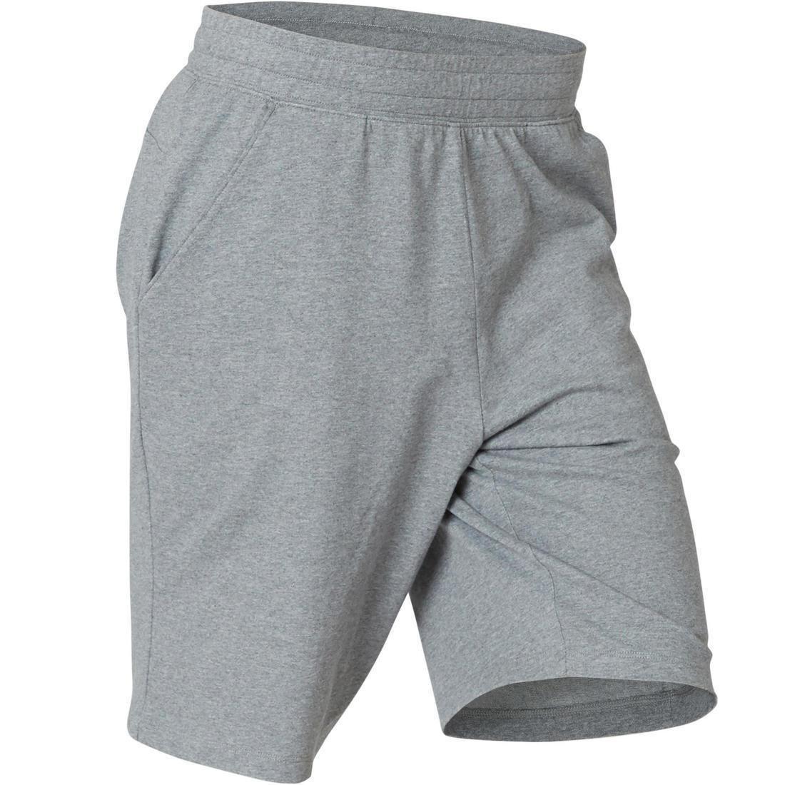 Medium  Fitness Long Stretch Cotton Shorts, Grey Blue, , large image number 7