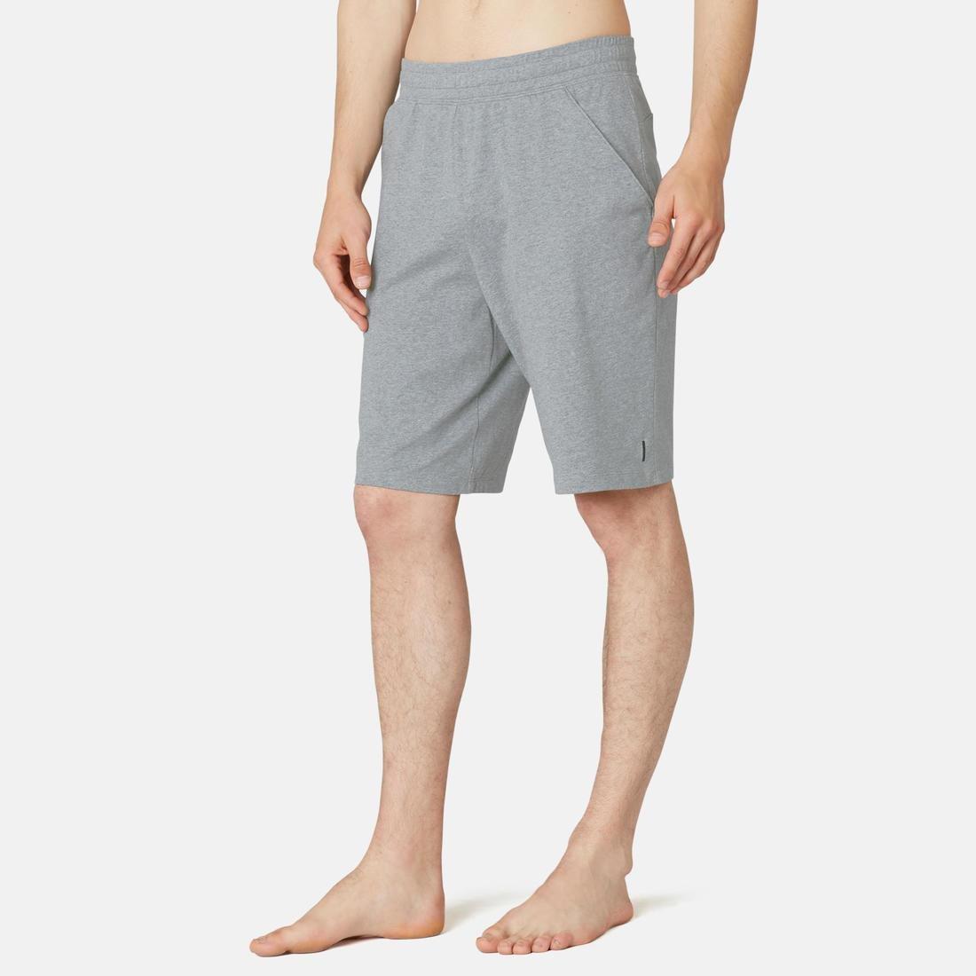 Medium  Fitness Long Stretch Cotton Shorts, Grey Blue, , large image number 8
