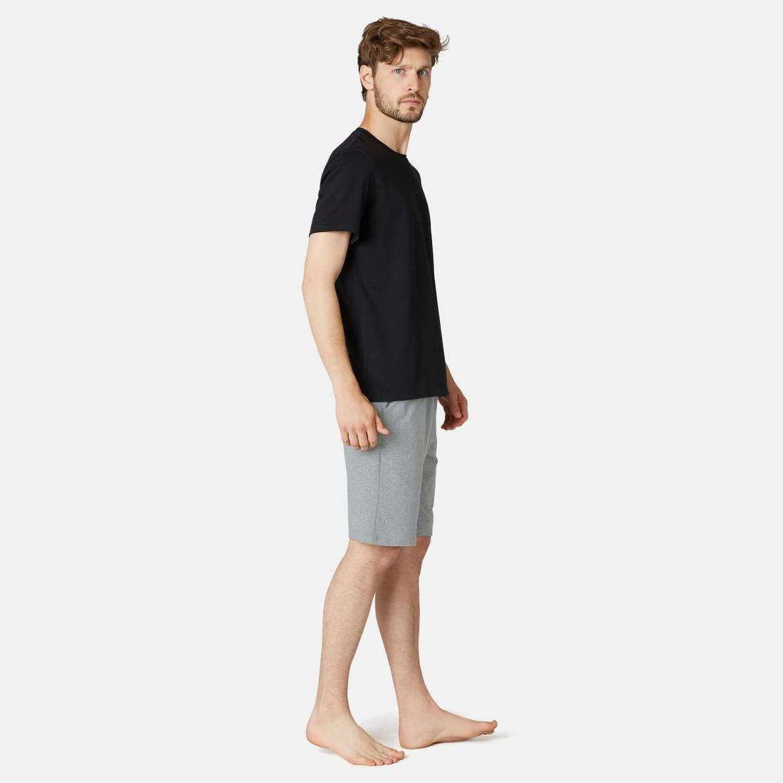 Medium  Fitness Long Stretch Cotton Shorts, Grey Blue, , large image number 10