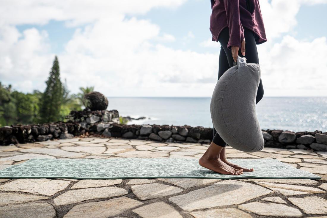 Eco-Designed Yoga And Meditation Zafu Cushion - Mottled Grey, , large image number 3
