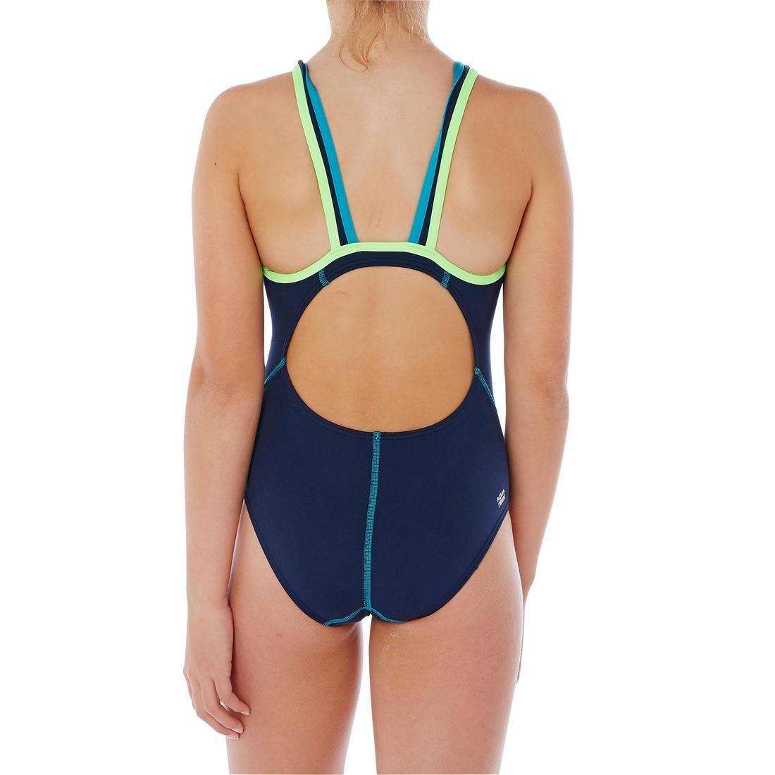 10-11Y  Kamiye+ Girl's Chlorine-Resistant One-Piece Swimsuit - Blue, Navy Blue, , large image number 2