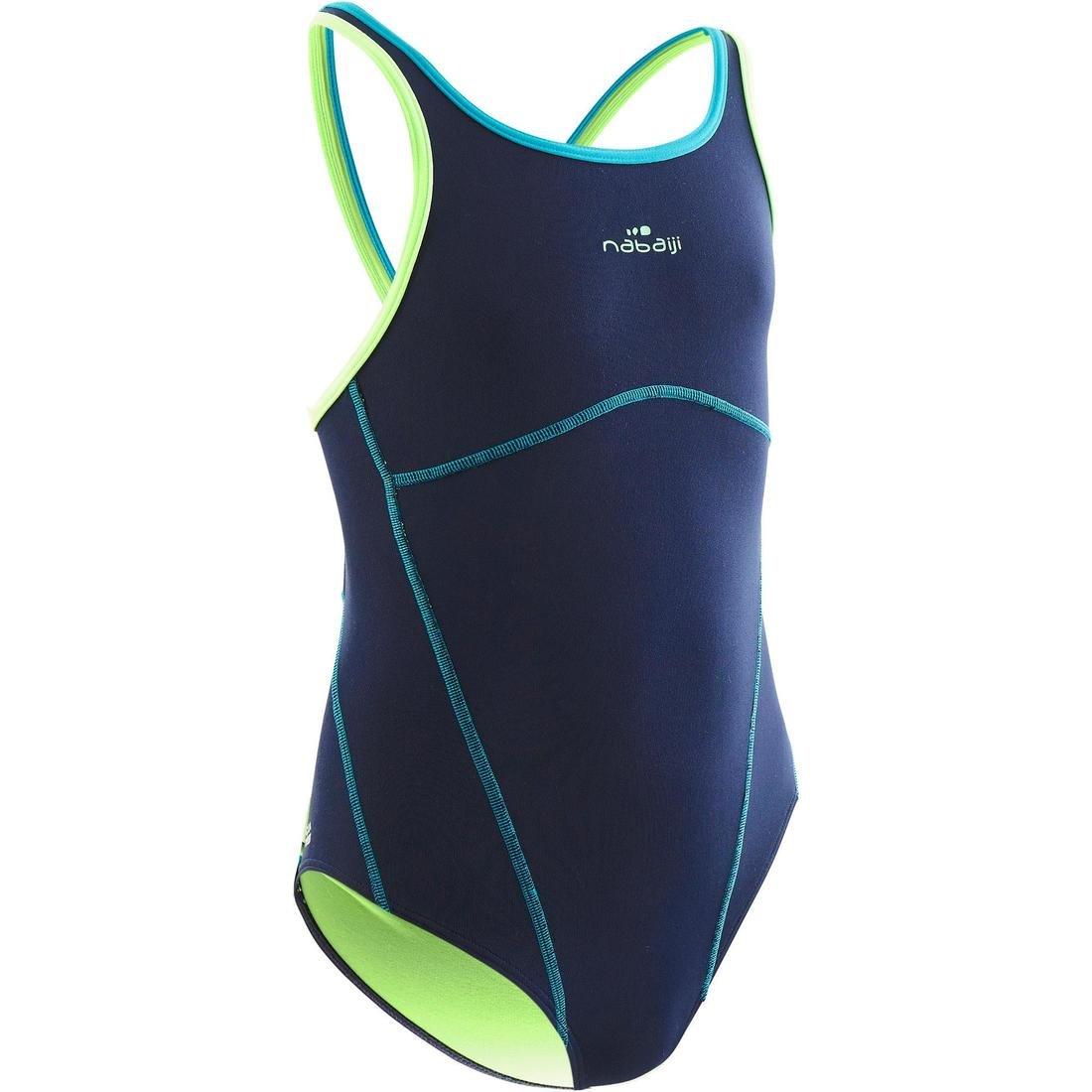 10-11Y  Kamiye+ Girl's Chlorine-Resistant One-Piece Swimsuit - Blue, Navy Blue, , large image number 5