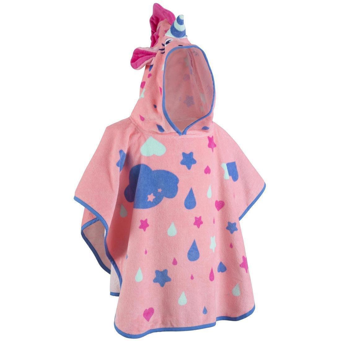 Baby Poncho With Hood Unicorn Print, Pastel Pink, , large image number 7