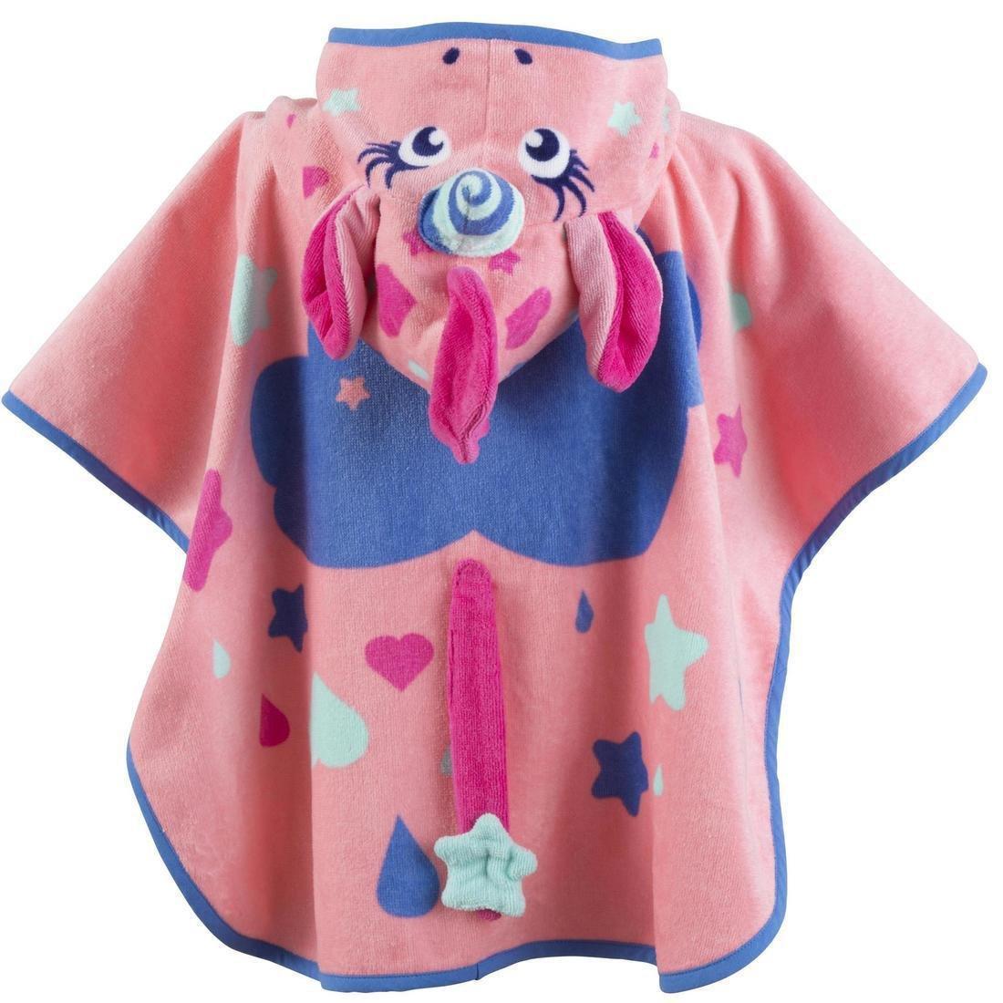 Baby Poncho With Hood Unicorn Print, Pastel Pink, , large image number 13