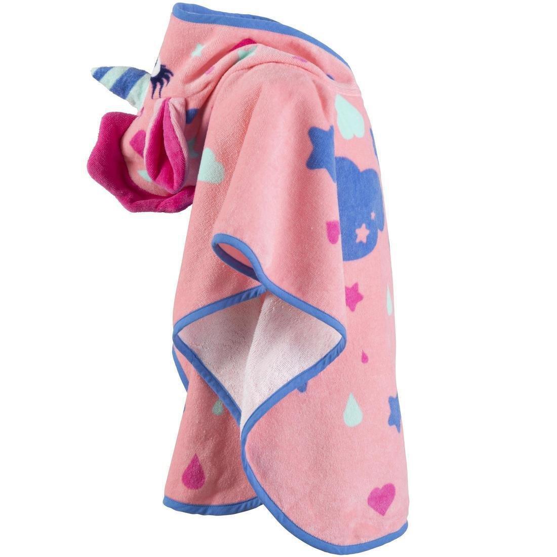 Baby Poncho With Hood Unicorn Print, Pastel Pink, , large image number 14