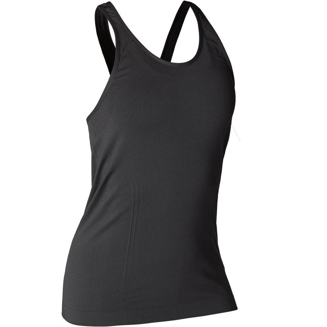 Large  Women's Seamless Dynamic Yoga Tank Top, Black, , large image number 1