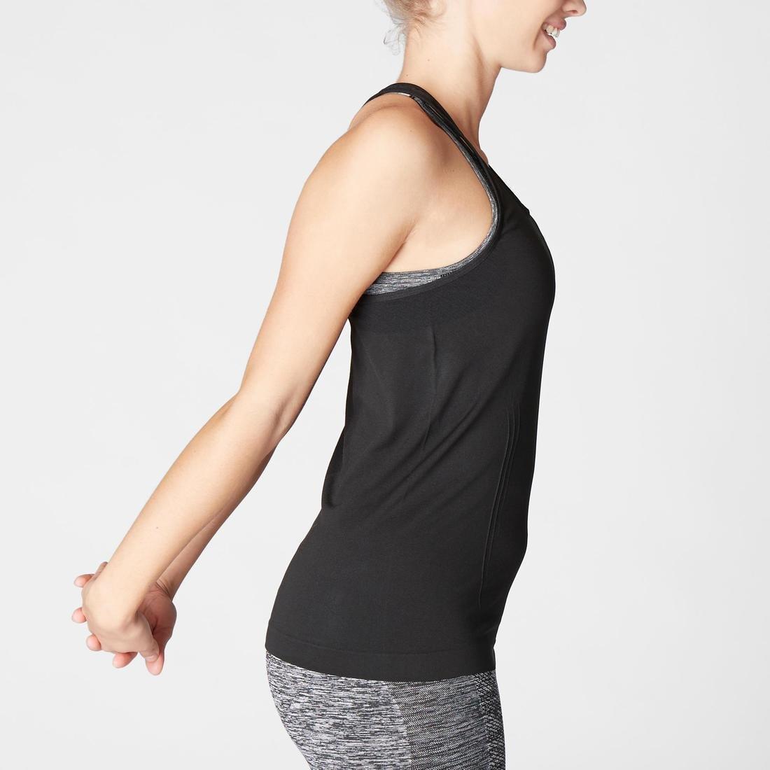 Large  Women's Seamless Dynamic Yoga Tank Top, Black, , large image number 2