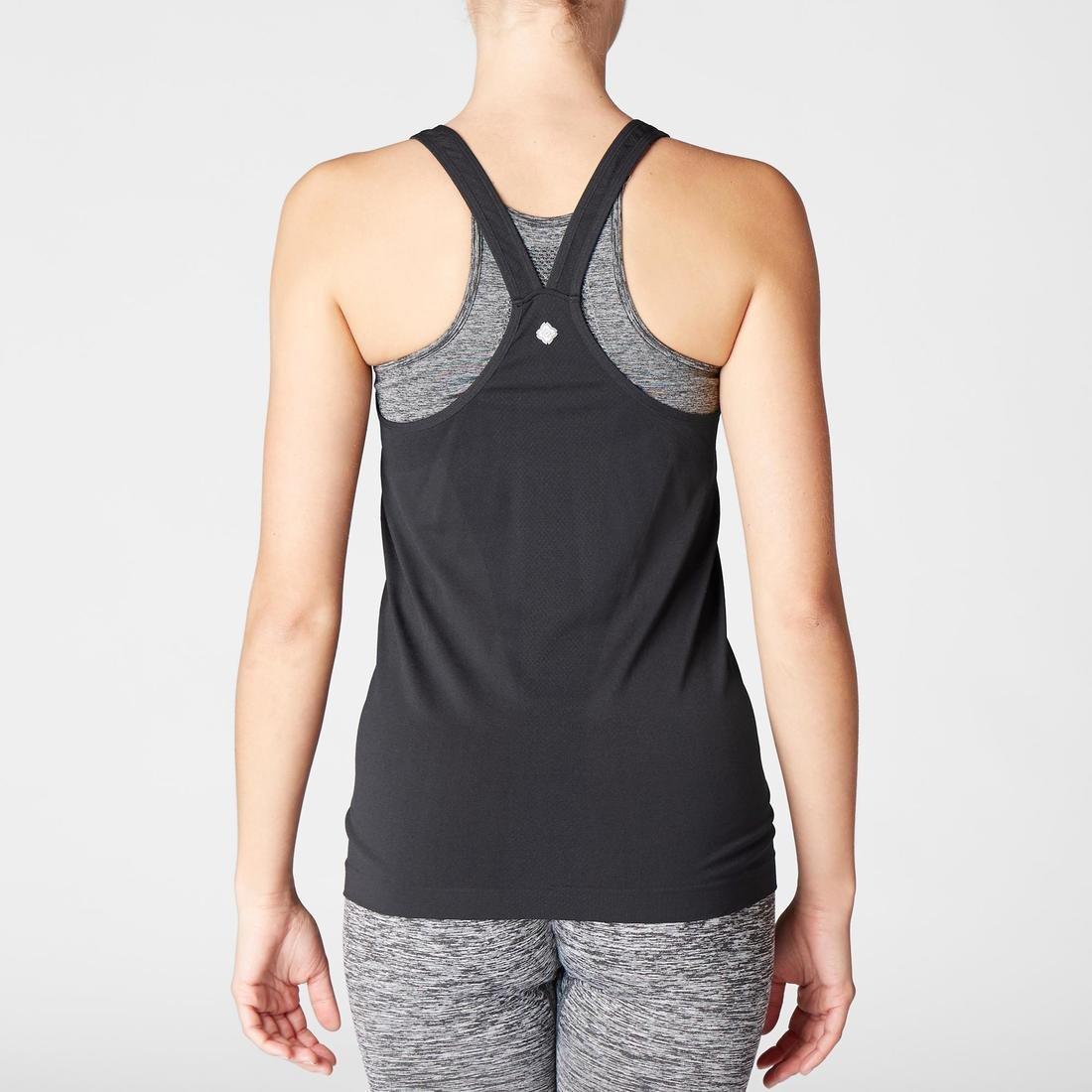 Large  Women's Seamless Dynamic Yoga Tank Top, Black, , large image number 3