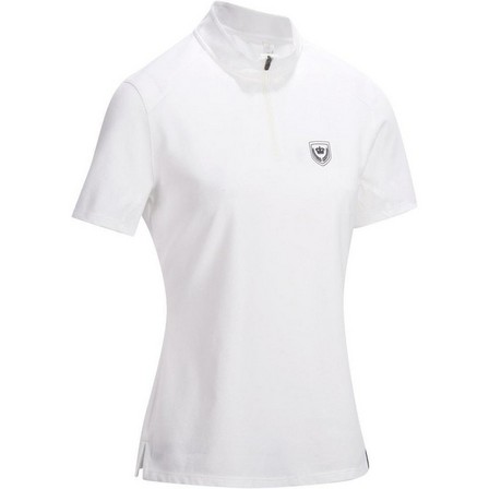 FOUGANZA - قميص بولو للأطفال بأكمام قصيرة لمنافسة ركوب الخيل 500، أبيض، L