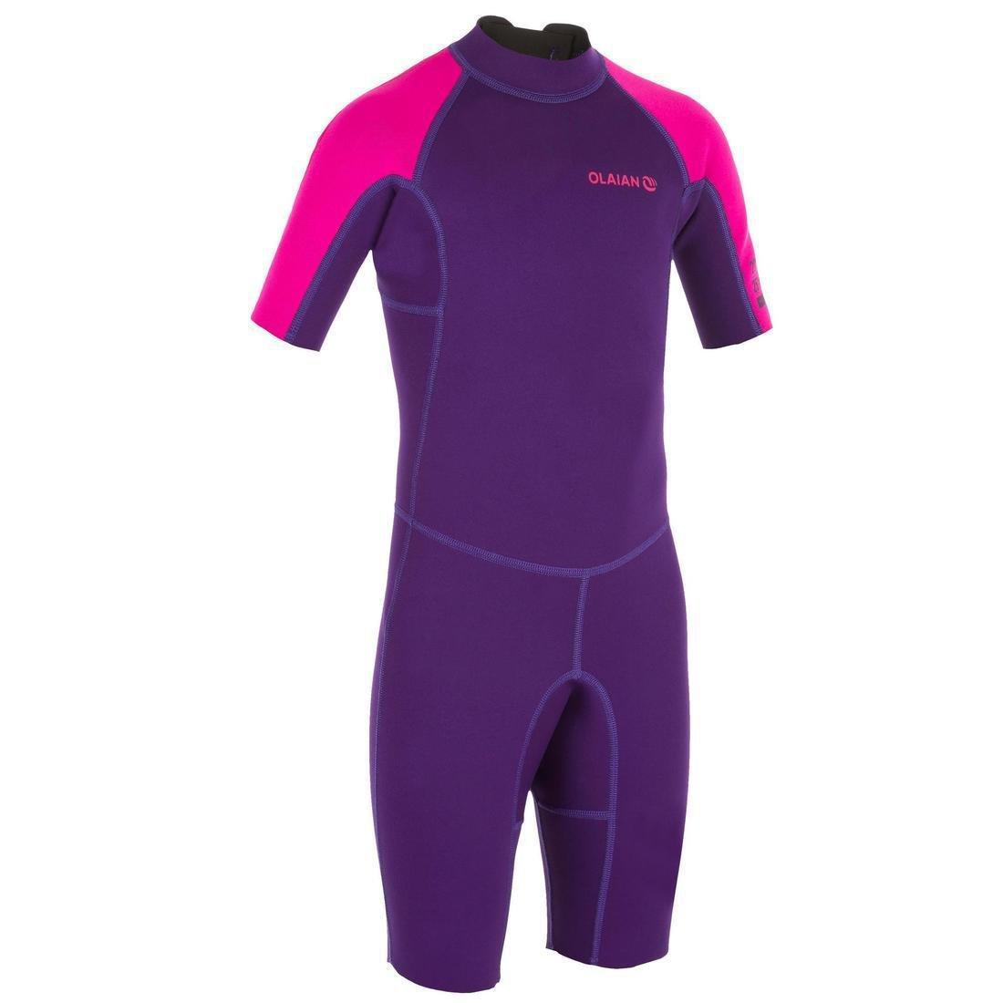 14-15Y 100 Child's 1.5mm Neoprene  Shorty Surfing Wetsuit, Deep Purple, , large image number 0