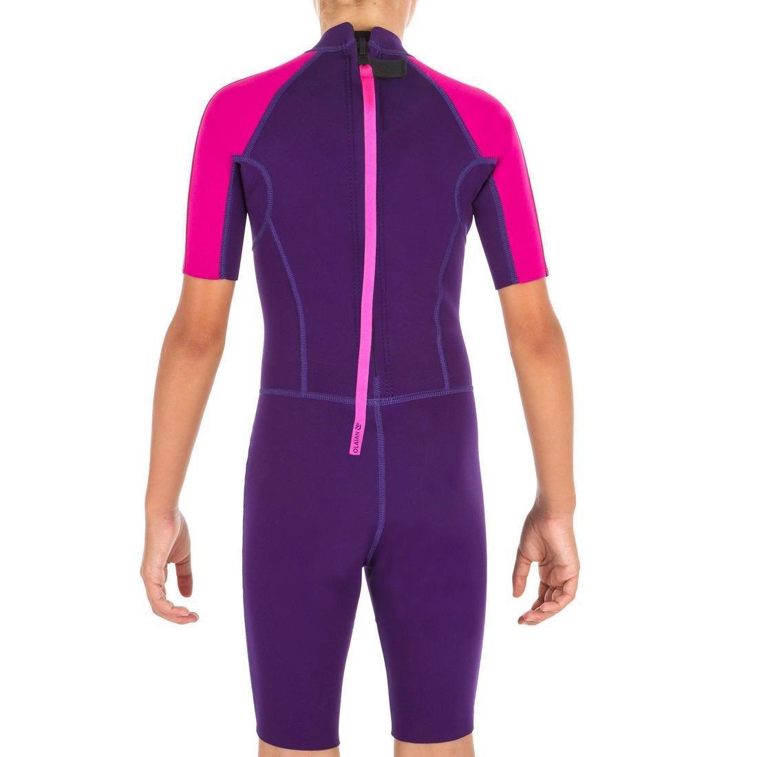 14-15Y 100 Child's 1.5mm Neoprene  Shorty Surfing Wetsuit, Deep Purple, , large image number 1