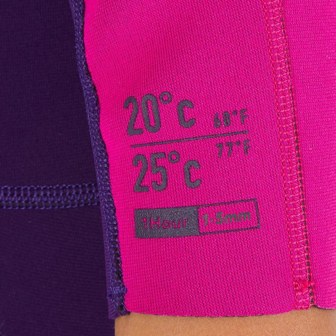 14-15Y 100 Child's 1.5mm Neoprene  Shorty Surfing Wetsuit, Deep Purple, , large image number 4