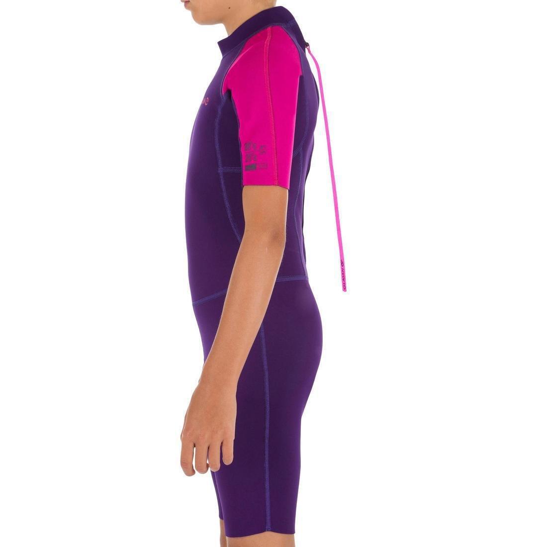 14-15Y 100 Child's 1.5mm Neoprene  Shorty Surfing Wetsuit, Deep Purple, , large image number 5