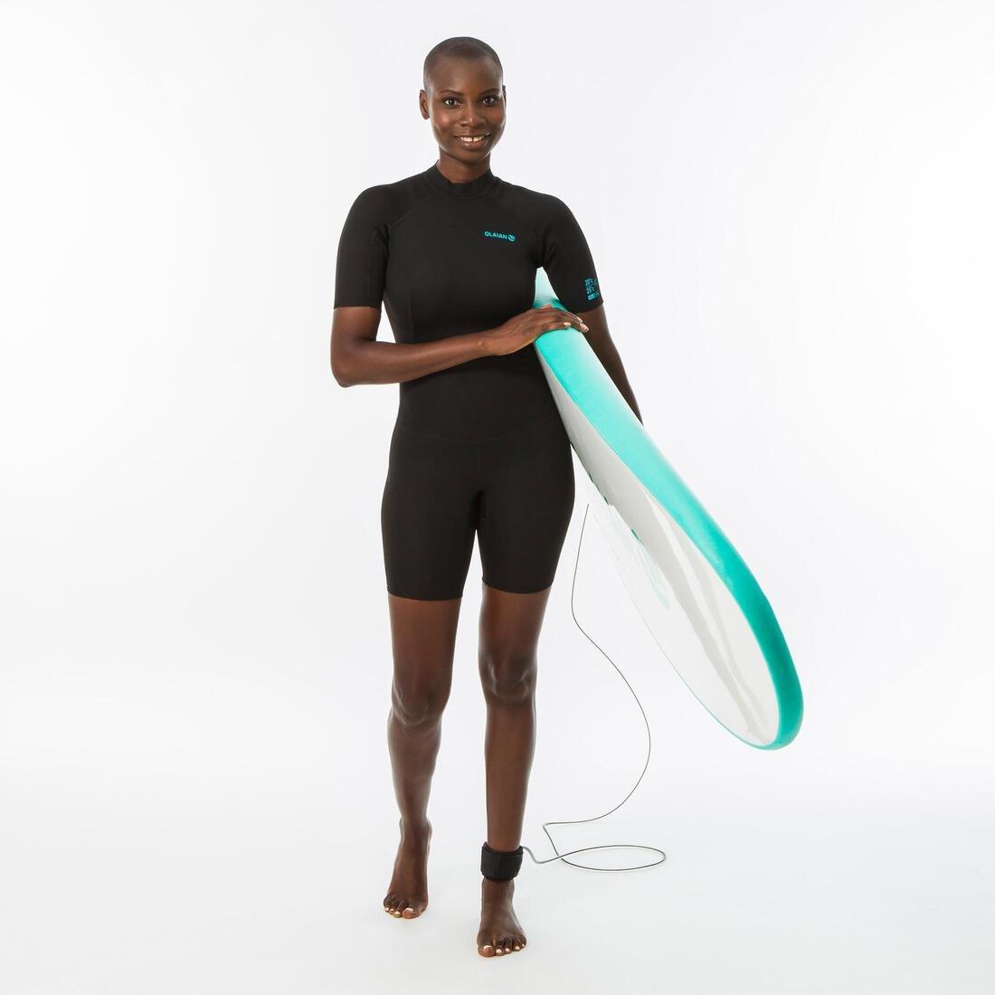 XS  Women's Surfing Neoprene Shorty With 1.5mm Foam Back Zip - Black, , large image number 8