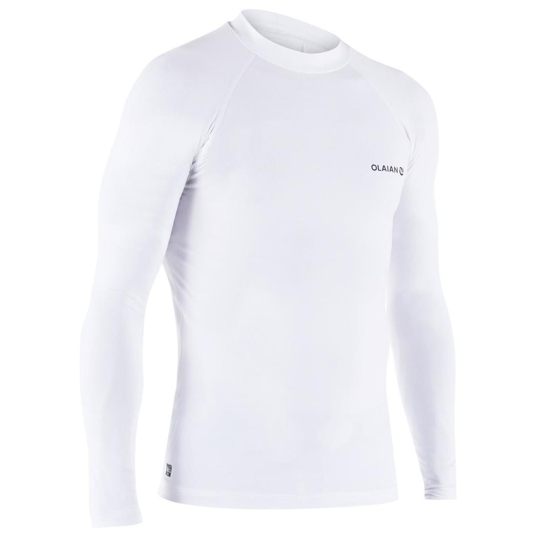 Large  100 Men's Long Sleeve UV Protection Surfing Top T-Shirt, Snow White, , large image number 0