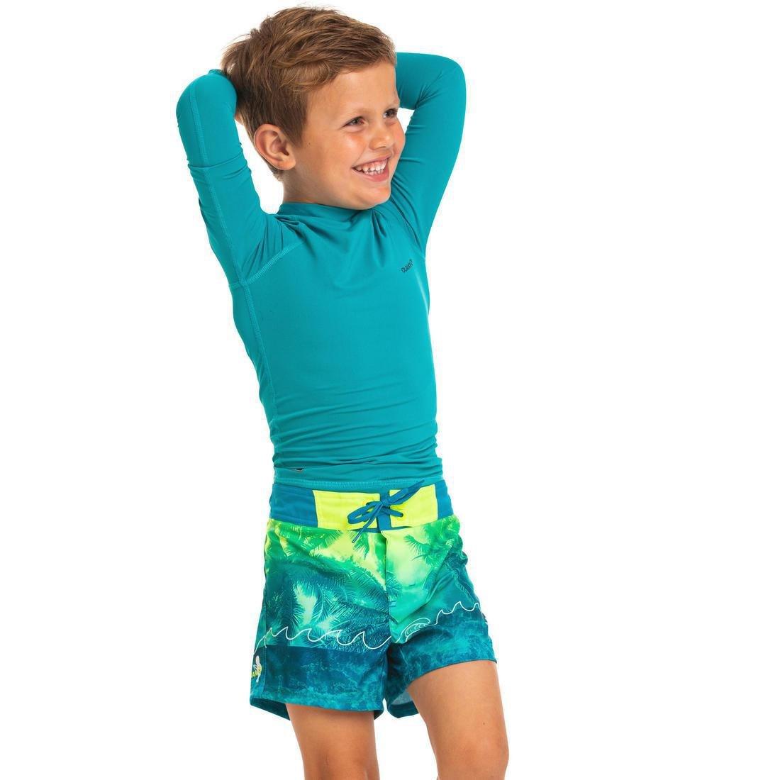 12-13Y Anti-UV T-shirt Long-Sleeved 100, Dark Peacock Blue, , large image number 1